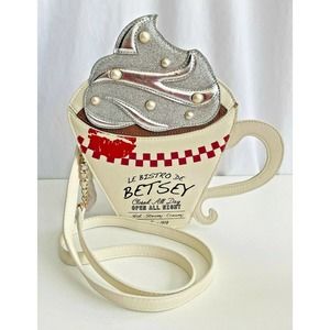 BETSEY JOHNSON Brewed Awakening embellished Coffee Cup Crossbody Purse NWOT